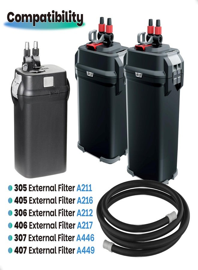 Dimakung خرطوم فلتر علبة مضلع A20015 مع محول مطاطي، بديل لمضخات وفلاتر أحواض السمك Fluval 307/407/306/406/305/405، طقم خرطوم سحب وإخراج لحوض السمك بطول 9.8 قدم لـ Fluval - Image 3